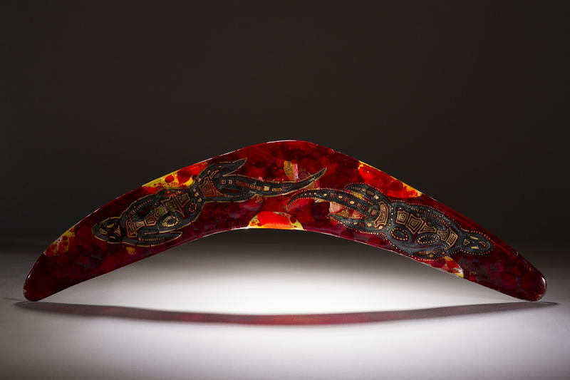 Aboriginal Art Glass Boomerang 03 - product images