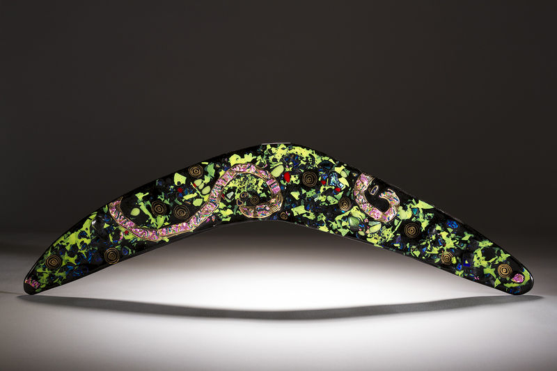 Aboriginal Art Glass Boomerang 06 - product images