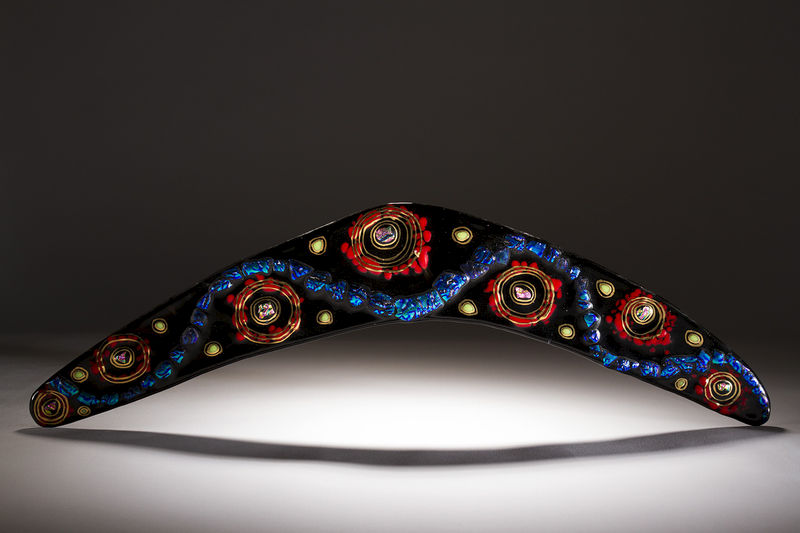 Aboriginal Art Glass Boomerang 08 - product images