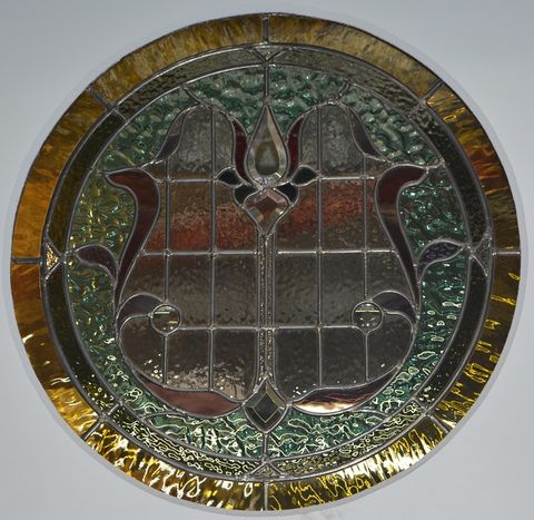 Federation,Stained,Glass,Porthole,-,Display,piece,in,gallery,NOW!,second hand stained glass porthole