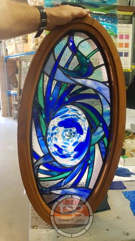 Oceanic,Swirl,stained glass window
