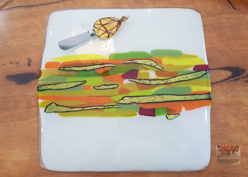 Fused Art Glass Cheese Platter - product images