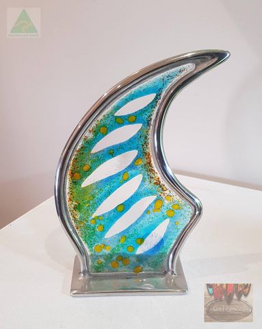 Fused,art,glass,wave,glass trophy