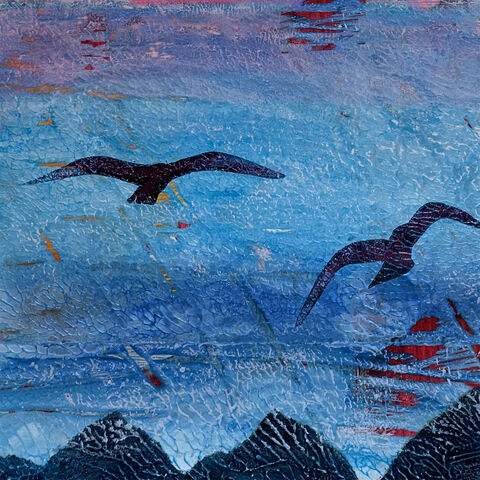 BIRDS',EYE,VIEW,-,Fine,Art,giclee,print,cuckoo tree, coast, landscape, cuckoo tree studio, denise huddleston, giclee print, coastal, coastal artwork, sea, shore, hebrides, seabirds artwork.