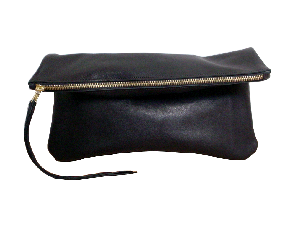 Leather Zippered Clutch Black Goatskin Mano Bello Extraordinary Everyday Leather Fashion Accessories