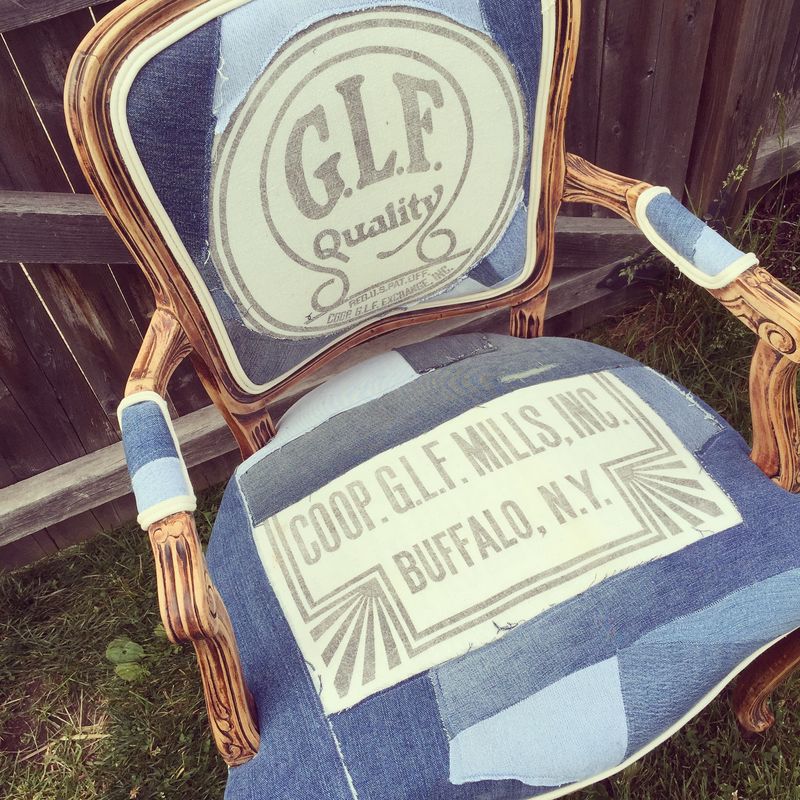 Vintage Denim Antique Fabric Chair - product images  of 