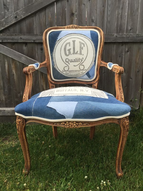 Vintage Denim Antique Fabric Chair - product images  of 