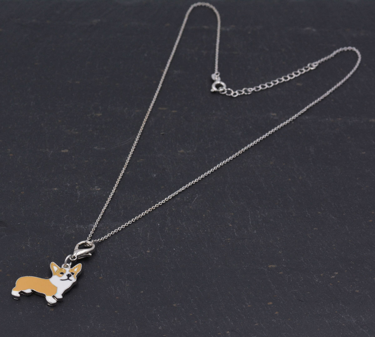 Enamel Plated Puppy Dog Charm Comes with a Necklace chain