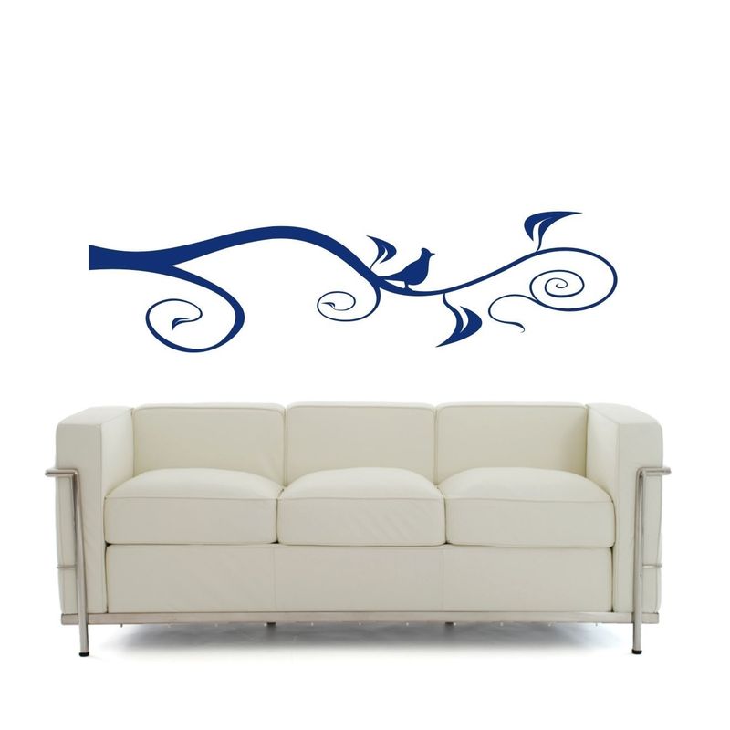 Vinyl Wall Decal - Scrolled Branch an Bird  - Large Vinyl Wall Art - product images  of 