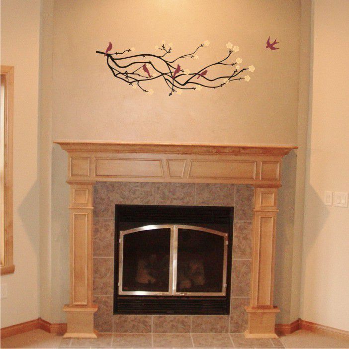 Wall Decal Cherry Blossom Branch with 5 Birds Vinyl Wall Art sticker - product images  of 