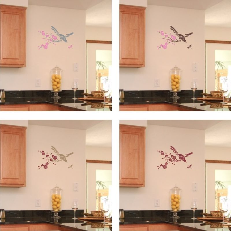 Blossom  Branch Bird with dragonfly  Vinyl Wall Art Decal - product images  of 