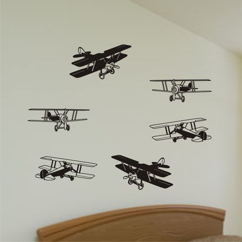 Wall,Decal,-,Bi-Planes,Vinyl,Art,Wall_Decal,Children wall_decals,murals,removable_wall_art,wall_stickers,removable_decals,vinyl_wall_decals,airplane,planes,nursery_wall_decal