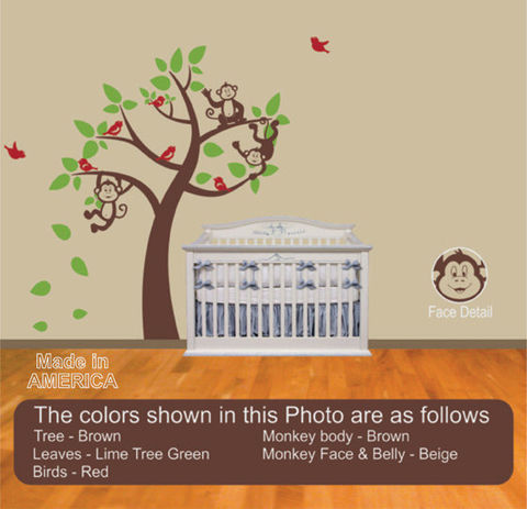Tree,Full,of,Monkeys,,Nursery,Wall,Decal,Wall_Decal,nursery,children,animal,branch,jungle,stickers,nursery_wall decal,vinyl_wall_decal,monkey_wall_decal,giraffe_wall_decal