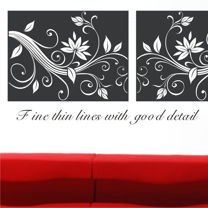 wall decal 3 Panel Floral Scrolled Highly Detailed Large - product images  of 