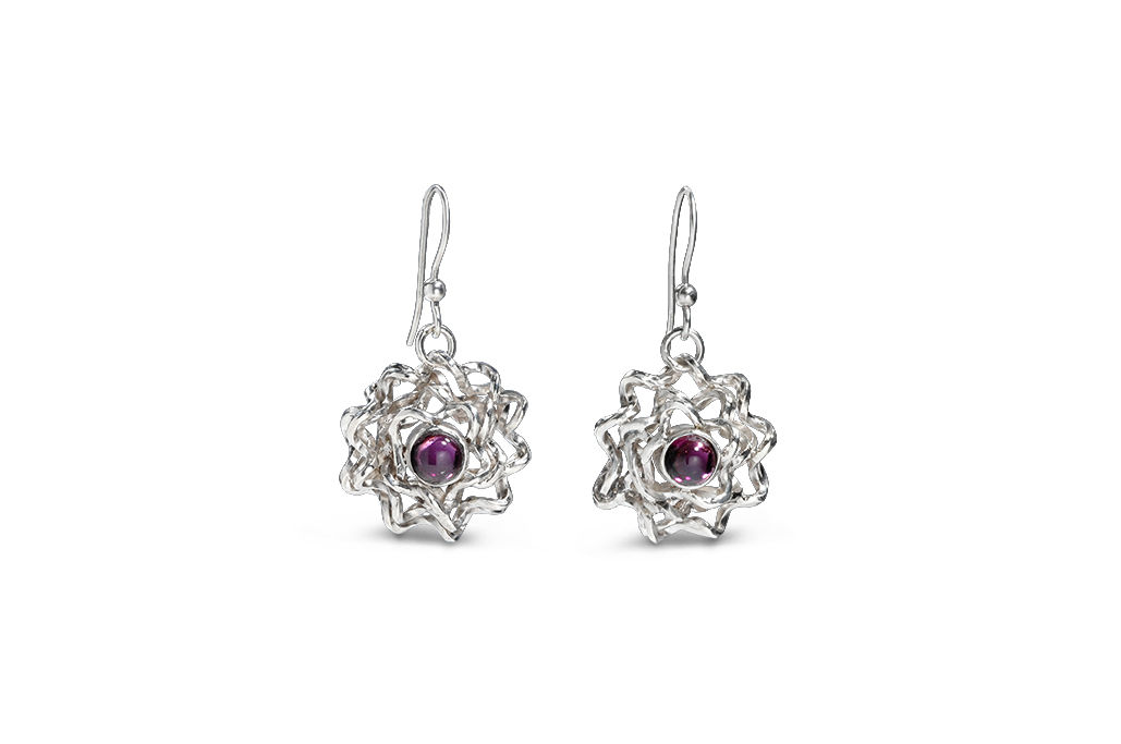 Sterling Silver And Rhodolite Garnet Earrings Foil Brunch Sterling Silver And Rhodolite Garnet Earrings Foil Brunch Product