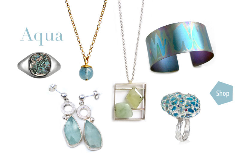 designer jewellery in aqua hues