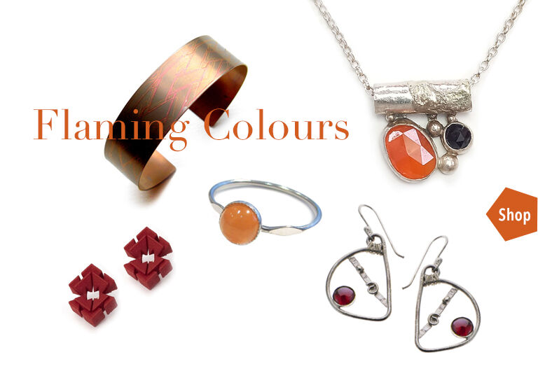 designer jewellery in red and orange hues