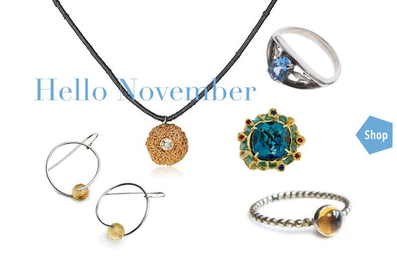 designer jewellery with November's birthstones
