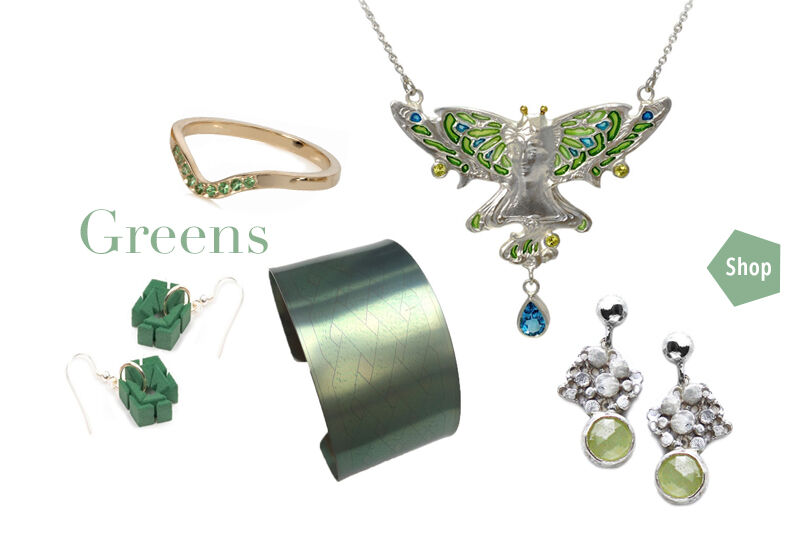 designer jewellery in green hues