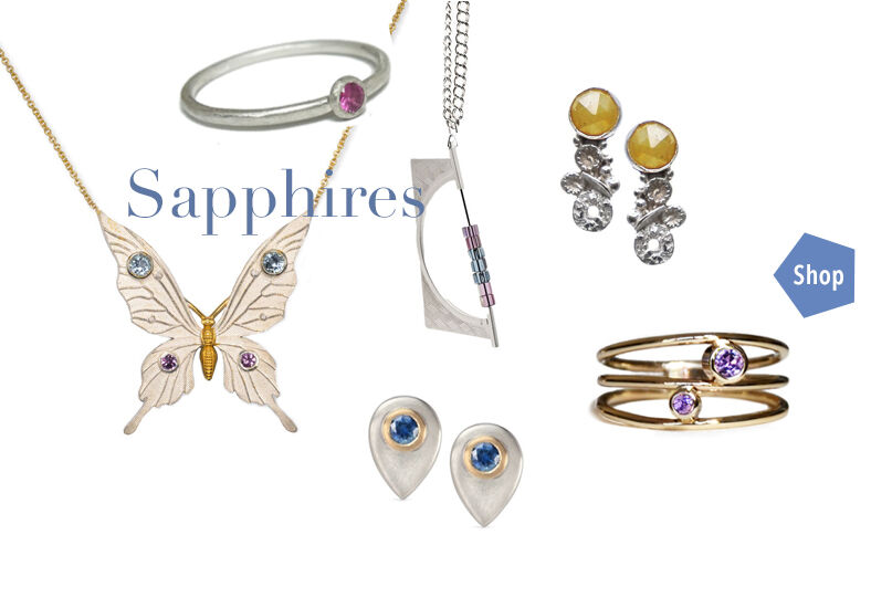 jewellery featuring September's birthstone, sapphire