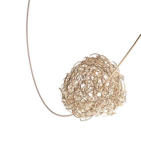 HANDKNIT,silver,necklet,by,Danny,Ries,Danny Ries, silver hand-knitted ball pendant