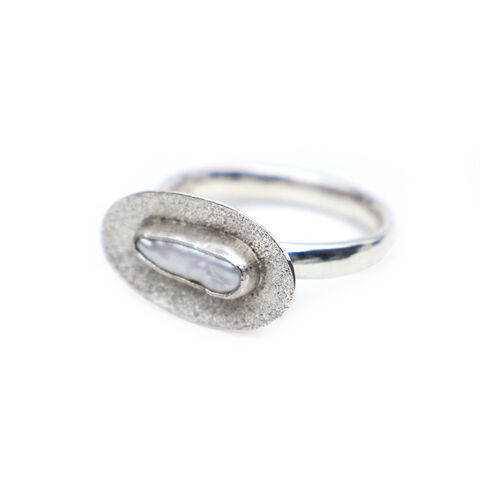 Stick,pearl,ring,by,Sarah,Blake,Sarah Blake, silver and stick pearl ring, boho chic, organic jewellery