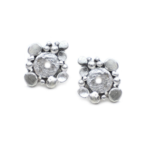 Pebble,stud,earrings,small,by,Sarah,Blake,Sarah Blake, organic silver pebble earrings, boho chic, organic jewellery