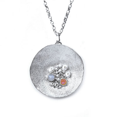 Crustacean,dish,pendant,by,Sarah,Blake,Sarah Blake, organic dish pendant with gemstones, boho chic, organic jewellery
