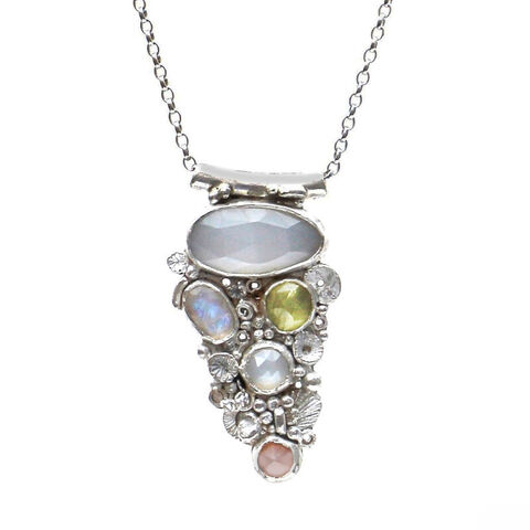 Large,crustacean,necklace,with,gemstones,by,Sarah,Blake,Sarah Blake, organic silver and gemstones necklace, boho chic, organic jewellery, crustacean jewellery