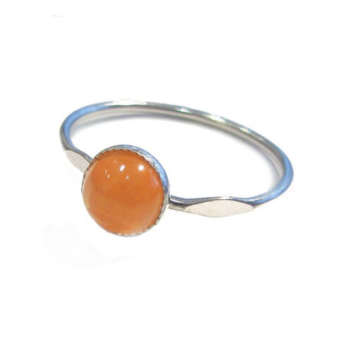 Minimalist,Peach,Moonstone,ring,by,Catherine,Marche,Moonstone mini ring, minimalist  stacking ring, peach moonstone jewellery, orange gemstone, catherine marche, solid gold handmade jewelry, gold stacking ring