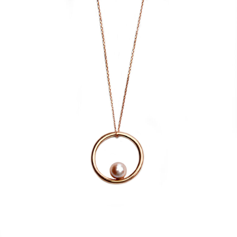 Rose gold hoop necklace with pearl by Katerina Damilos - product images  of 