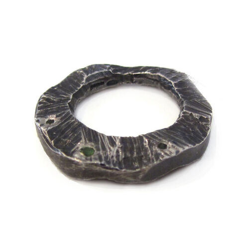 Statement,Ring,with,green,Tourmaline,in,size,M,by,Catherine,Marche,statement ring, power ring, sculptural wavy ring, silver ring size M, oxidised sterling silver ring