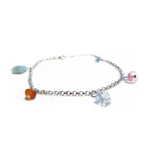 Gemstones,charms,links,bracelet,by,Catherine,Marche,Charms bracelet, blue and orange bracelet, one of a kind Chain bracelet, ethical handcrafted jewellery, London jewellery, Catherine Marche special jewels