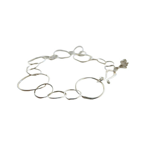 Loopy,Bracelet,in,recycled,silver,by,Catherine,Marche,Bracelet for larger woman, handmade silver chain, round links chain, large chain, catherine marche, ethical jewellery, sustainable jewellery, floral