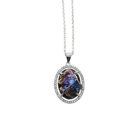 Oval,Bismuth,Zircon,necklace,by,Sara,Chyan,Sara Chyan, oval bismuth pendant dark blue