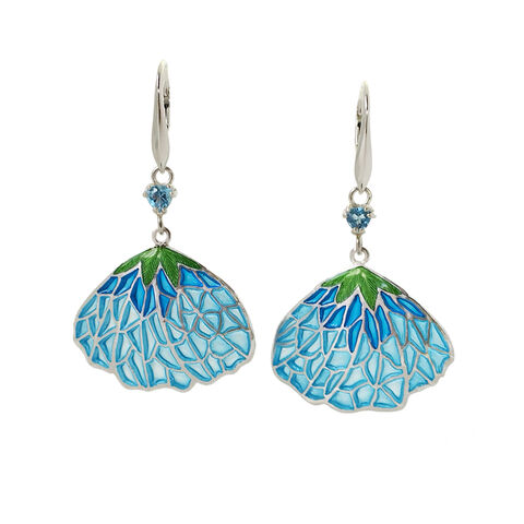 Poppy,earrings,by,Jean,Wilkinson,enamel poppy earrings, blue enamel poppy earrings