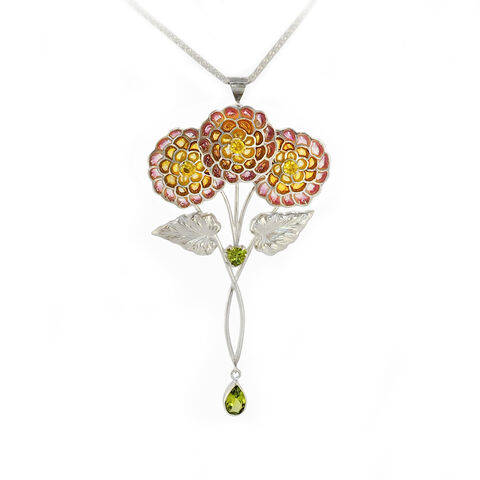 Pom-poms,necklace,by,Jean,Wilkinson,floral enamel necklace