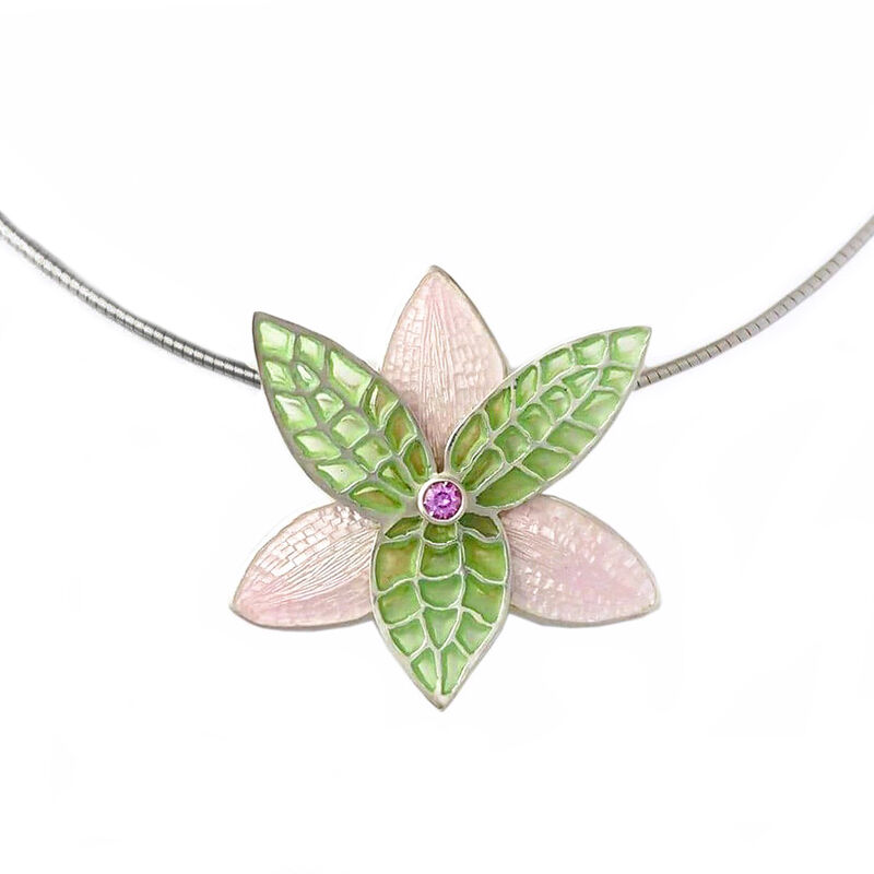 Pink & Green Orchid necklace by Jean Wilkinson - product images