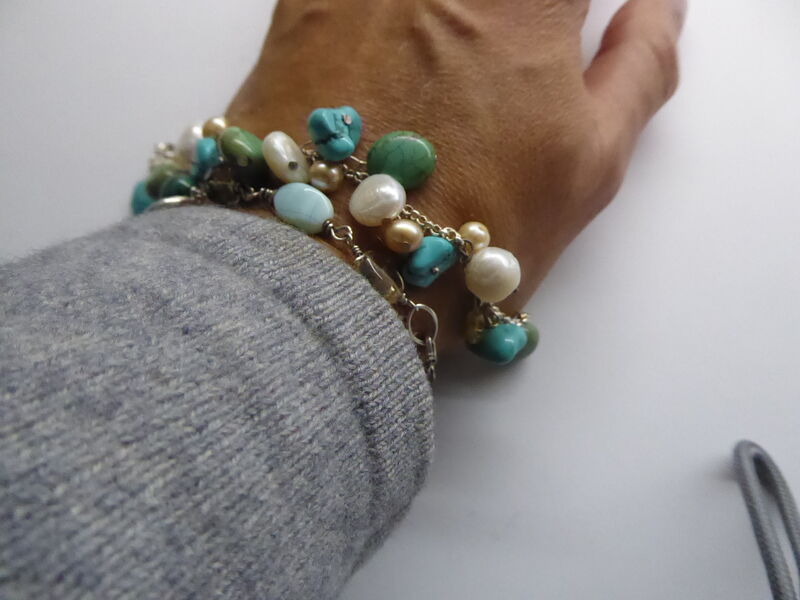 Golden Azur Bracelet with Turquoise and Pearls by Catherine Marche - product images  of 