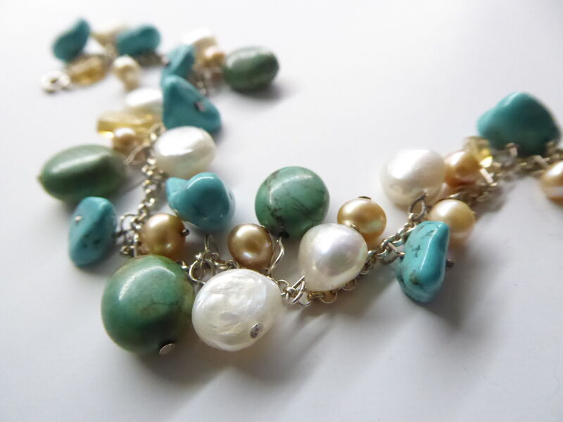 Golden Azur Bracelet with Turquoise and Pearls by Catherine Marche - product images  of 