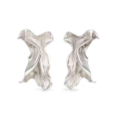 Floating,textile,silver,earrings,by,Jana,Svabova,silver crumpled earrings, silver earrings with textile look