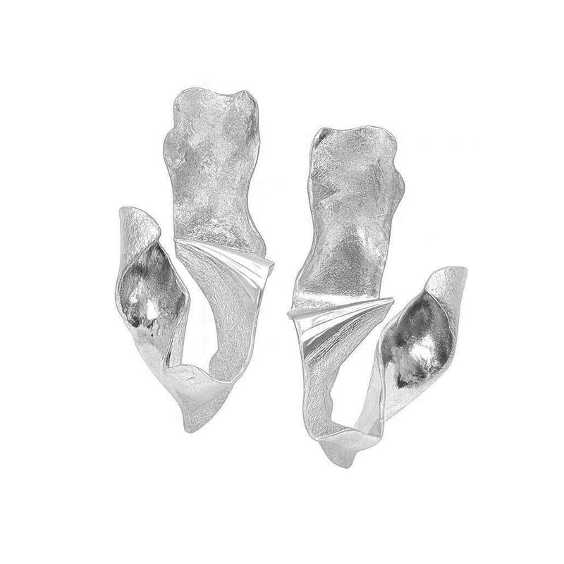 Scrunchie silver hoop earrings by Jana Svabova - product images