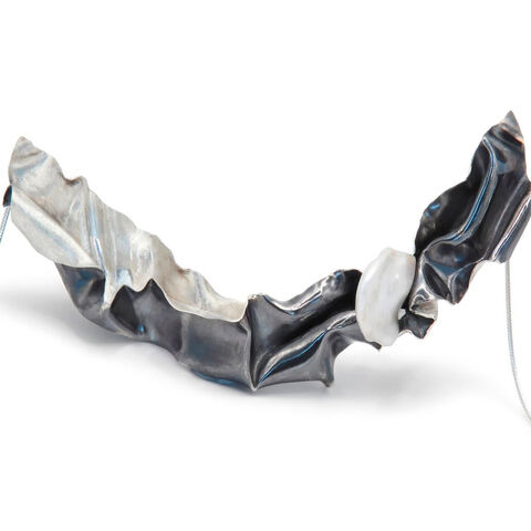 Pearl,in,the,silver,sea,necklace,by,Jana,Svabova,silver crumpled necklace with pearl