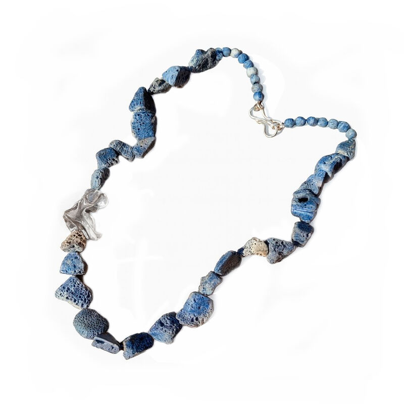 Textile silver with lava necklace by Jana Svabova - product images