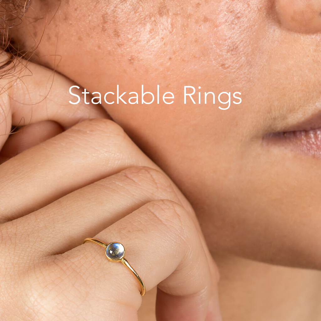 stackable rings in silver and gold
