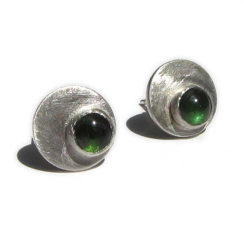 Green Tourmaline Cabochons Round Stud Earrings by Catherine Marche - product images  of 