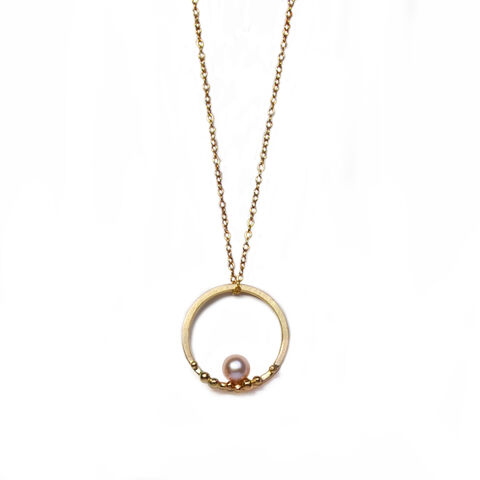ORB,granulated,circle,pendant,9ct,gold,&,pearl,by,Katerina,Damilos,Katerina Damilos, gold granulated hoop necklace with pearl, gold pearl pendant, granulation, modern pearls, wedding jewellery, anniversary gift, birthday gift, June birthstone gift