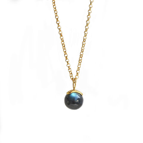 Silhouette,gem,pendant,-,vermeil,&,labradorite,by,Katerina,Damilos,Katerina Damilos, gemstone layering gold necklace, labradorite gold layering necklace, petrol blue and gold, all day chic