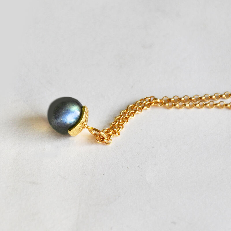 Silhouette gem pendant - vermeil &amp; labradorite by Katerina Damilos - product images  of 