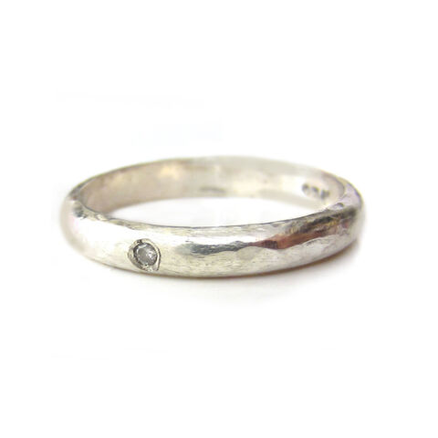Textured,Diamond,Solitaire,Ring,in,Sterling,Silver,by,Catherine,Marche,diamond solitaire for men, diamond ring, textured silver ring,bespoke wedding rings, rustic silver ring, rings for men, silver wedding band